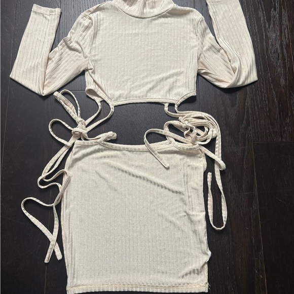 Cream Ribbed Two-Piece Set - Picture 1 of 1